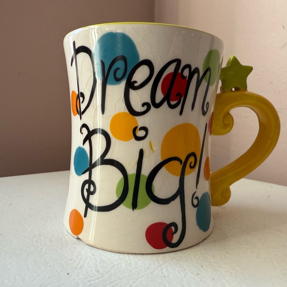 Dream Big Multicolored Mug with Yellow Handle